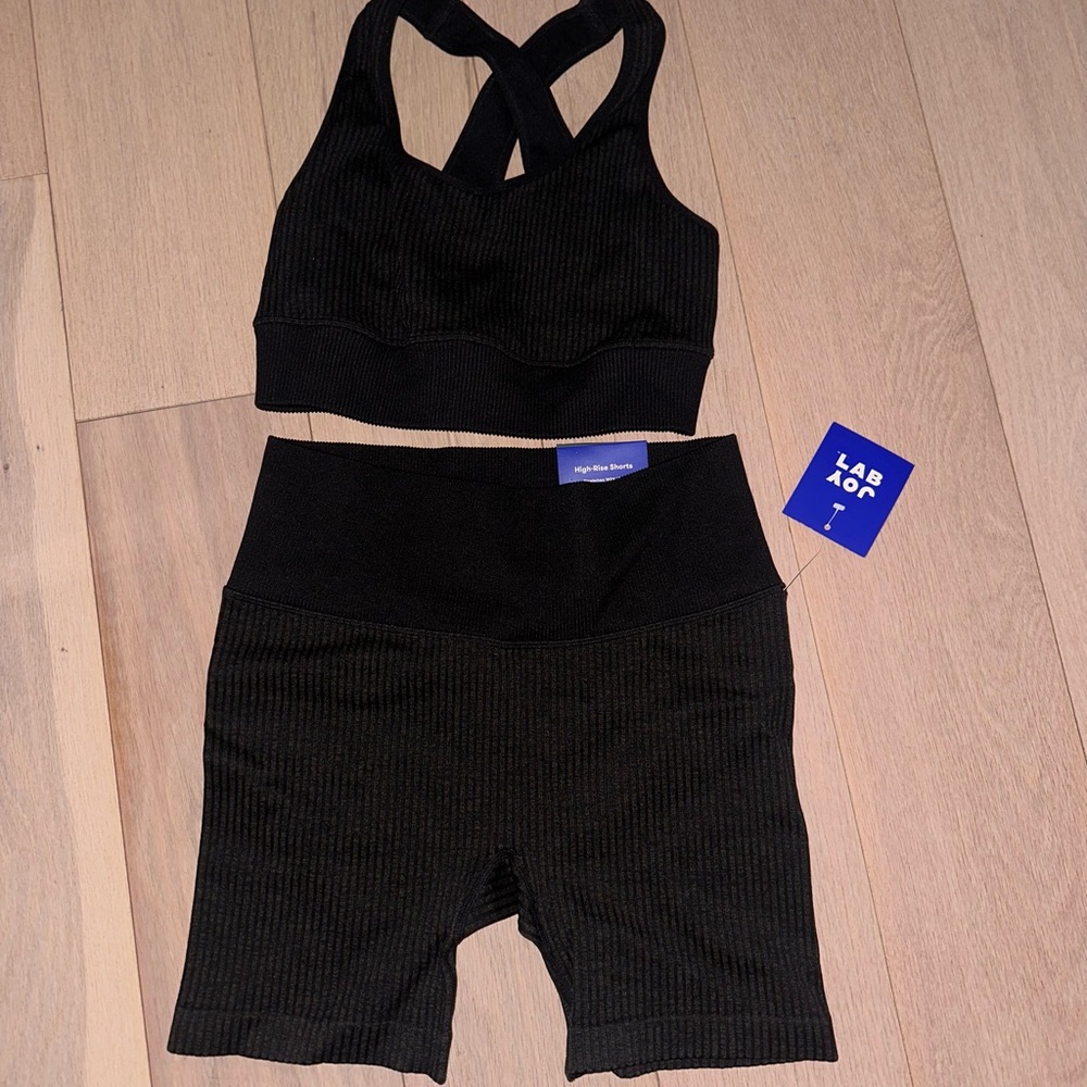 JoyLab Black Athletic Shorts and Top Set